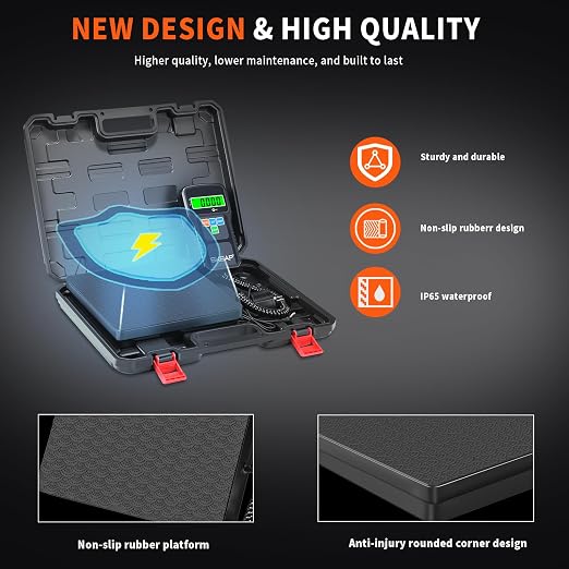 SKEAP Refrigerant Scale - 0.01lbs High Precision HVAC Scale with Wired Remote Control, 155lbs Large Capacity Freon Scale for Refrigerant Recovery with LCD Display and Portable Case & Lithium Battery