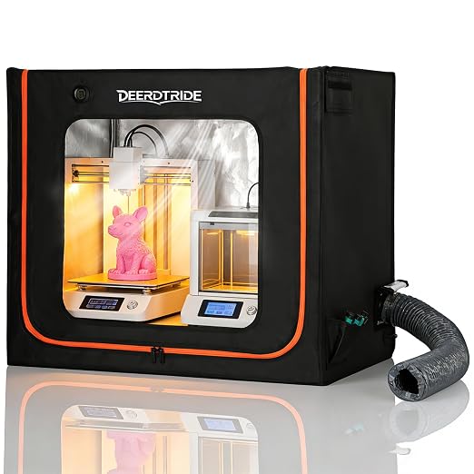 Large Resin 3D Printer Enclosure with Ventilation System & LED Light, Vented 3D Printer Enclosure with Carbon Filter, Odor Control, Noise Reduction, Dustproof Tent Cover for LCD UV Resin Printers