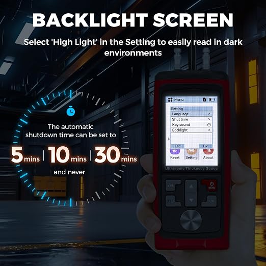 Bonvoisin Ultrasonic Thickness Gauge, Range 0.039 to 11.811 in, Ultrasonic Thickness Measuring Instruments for Steel, Copper, Metals, Plastic, Glass, PVC