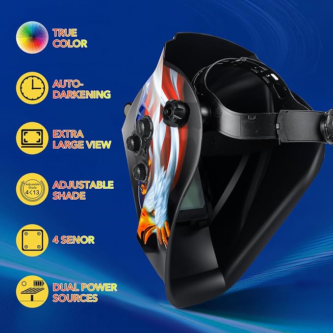 TRQWH Auto Darkening Welding Helmet Large Viewing True Color Solar Powered Welding Hood & Welding Backpack for Men Waterproof Reinforced Bottom Large Capacity