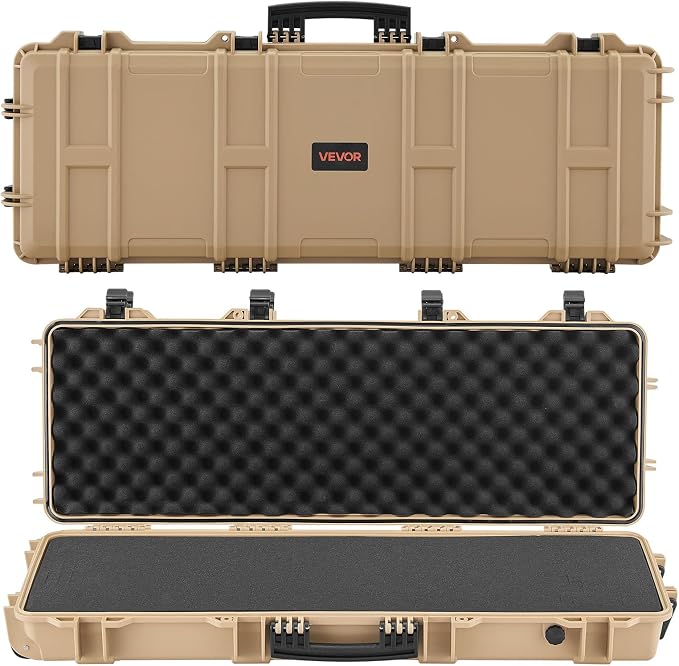 VEVOR Rifle Case, Rifle Hard Case with 4 Layers Fully-protective Foams, Lockable Hard Gun Case with Wheels, IP67 Waterproof & Crushproof, for Rifles or Shotguns
