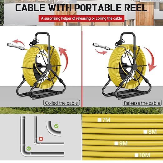 Sewer Camera 66ft/20M 4.3" Pipe Drain Inspection Camera DVR Borescope with Lights Waterproof IP68 17MM Industrial Endoscope (17MM Camera-20M)