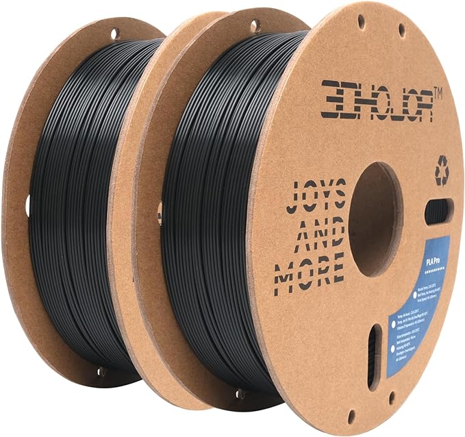 3DHoJor PLA Pro Filament 1.75mm 3D Printing Filament PLA + Bundle 1kg*2 (4.4lbs) Cardboard Spool Dimensional Accuracy +/- 0.03 mm-2 Pack Black