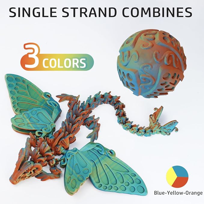 LOVOON Matte Tricolors PLA 3D Printer Filament Multi-Color Changing by Angle Rainbow PLA 3D Printing Filament Fit Most 3D Printers/3D Pens,Matte Orange/Blue/Yellow,1KG(2.2lbs)/Spool