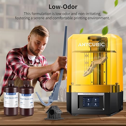 ANYCUBIC Ultra Tough Resin, 3D Printer Resin with Strong Impact Resistance and High Flexibility, Suitable for Direct Use or as an Additive, Wide Compatible for LCD Resin 3D Printers (White, 1kg)