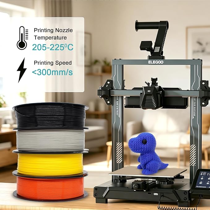 1.75mm PLA + Filament 8 Colors 250g 8 Pack, High Tough Low Warp 3D Printer Filament ±0.02mm for All FDM Printers