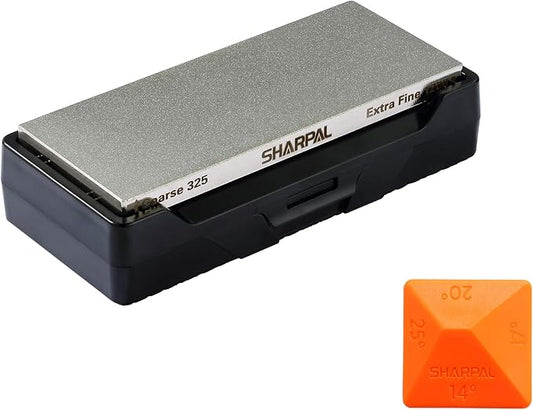 SHARPAL 156N Double-sided Diamond Sharpening Stone Whetstone Knife Sharpener | Coarse 325 / Extra Fine 1200 Grit | Storage Case with NonSlip Base & Angle Guide (6 in. x 2.5 in.) Gifts for Men