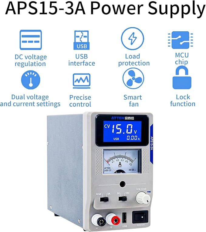 ATTEN-MS-300 3-in-1 Soldering Station, 110V Anti-Static Maintenance System, with 5 Air Nozzles, Suitable for Electronic Chip Maintenance