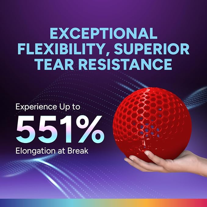 OVERTURE High Speed TPU 95A Flexible 3D Printer Filament 1.75mm | High Elasticity & Durability Filament,1kg Spool(2.2lbs),Fit Most FDM Printer(HS TPU Translucent Red)