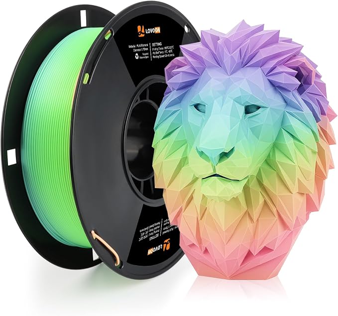LOVOON Rainbow Gradient 3D Printing PLA Filament 1.75mm Color Shift by Length Multicolor Changing Filament Matte Blue/Green/Pink/Purple/Orange, Fit Most 3D Printer&Pen,1KG(2.2lbs)/Spool