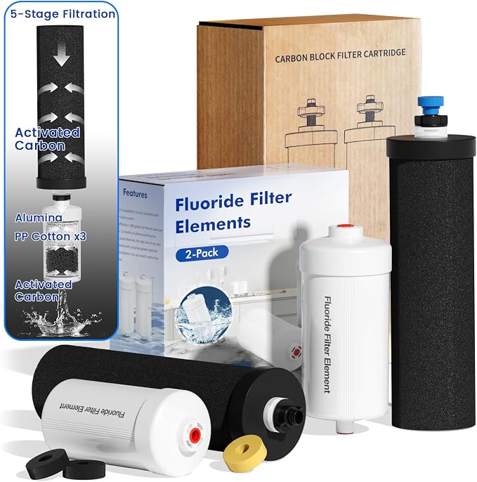 Gravity Water Filters Replacement for Berlky BB9-2 & PF-2 Fluoride Filters Combo Packs, 7-Stage Filtration, NSF/ANSI 42 & 372 Certified, Gravity Filters Compatible with Berlky Systems (4 Pack)