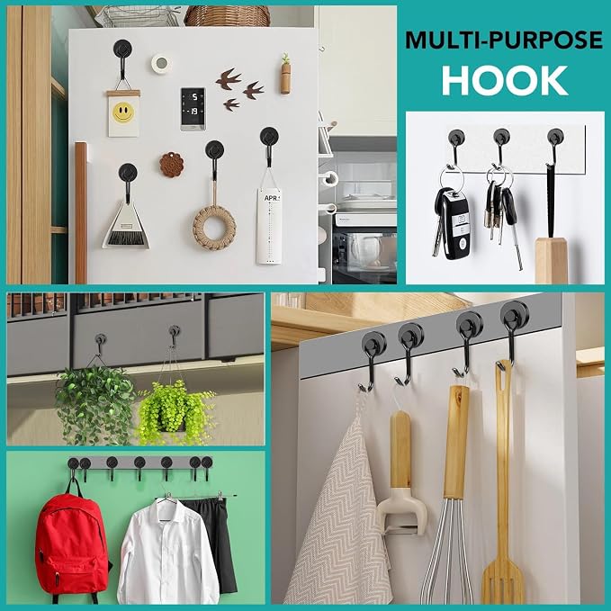 DIYMAG Magnetic Hooks,40LBS Heavy Duty 16 Pack 2026 Cruise Ship Essentials | Strong Magnets hook for Hanging Refrigerator Home Kitchen Office Grills Classroom