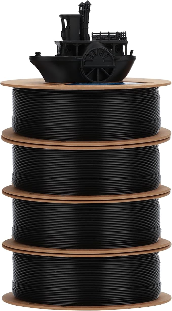 3DHoJor PLA Pro (PLA+) Filament 1.75mm 3D Printing Filament 1kg*4 Bundle Cardboard Spool Dimensional Accuracy +/- 0.03 mm-4 Pack Black