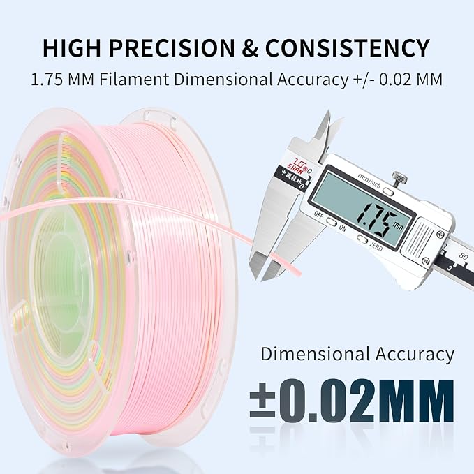 RAMBERY 3D Printer Filament 1KG Silk Rainbow PLA Filament Fast Color Change Toughness Upgraded 3D Printing Filament, 1.75mm 1kg(2.2lb), Pink Yellow Green
