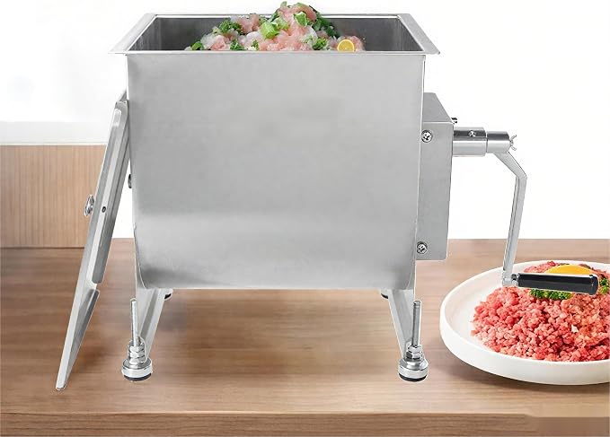 CLIVIA Manual Meat Mixer, 45 Pound Meat Mixer for Sausage, 45lbs 22.5L Capacity Tank Sausage Mixer, Stainless Steel Food Processing Equipment with Lid for Meat, Sausage, Vegetable, Burger, Dumplings