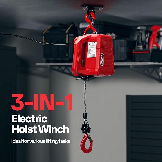 VIVOHOME 3-in-1 Electric Hoist Winch 660lbs, 110V Portable Power Winch Crane with Wire and Wireless Remote Control, 40ft Lifting Height for Towing, Overload Protection for Garage, Factory, Warehouse
