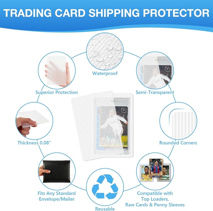 Fayoo 244Pcs Trading Card Shipping Supplies Kit, 60 Waterproof Bubble Mailers with 120 Professional Card Shipping Protectors, Mailing Kit for Sports Cards, Graded Slabs, TCG, Postcards & Sells