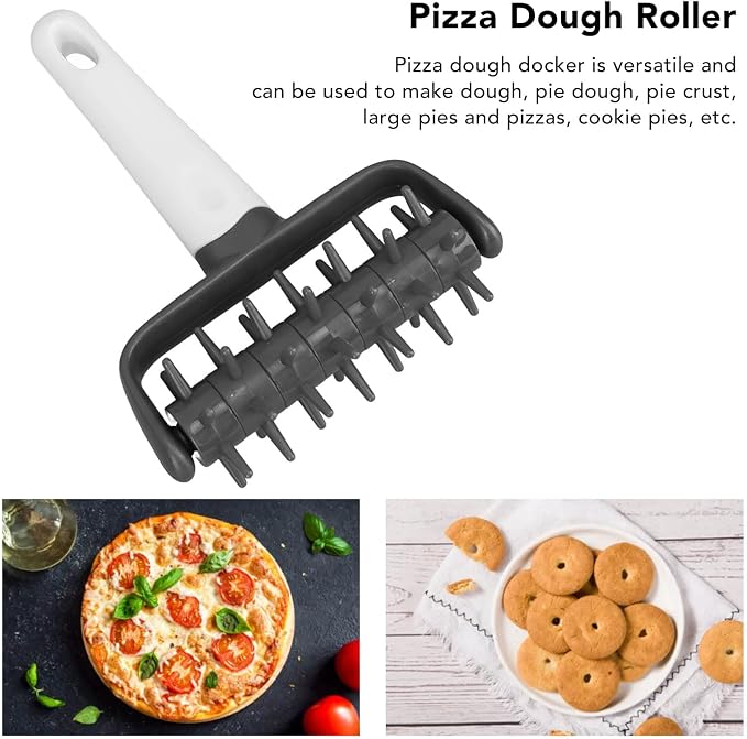 Plastic Pizza Dough Docker, Prevent Blistering Pizza Aerator Dough Dockers Press Time Saver Pastry Roller with Spikes for Home & Commercial Kitchen (Gray)