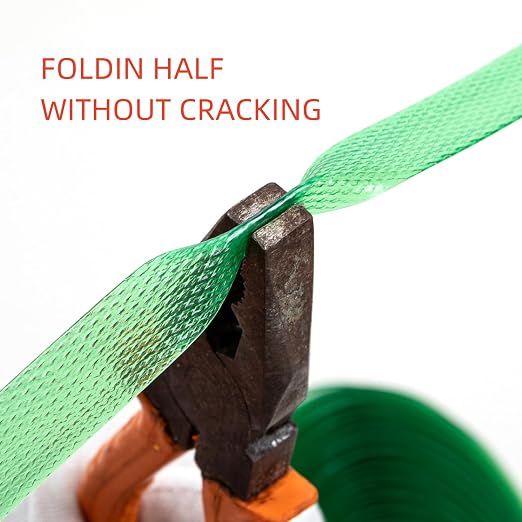 300ft x 5/8" Green Polyester Strapping Roll in Reel Pack with Strong Tensile Strength and Crisp Embossing, Does not Split