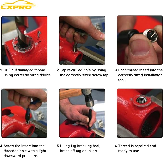 314Pcs Thread Repair Kit, Metric Helicoil Repair Kit with HSS Drill Bits Inserts Taps Break Off Tools: M5 M6 M8 M10 M12, SAE Helicoil Kit: 1/4" 5/16" 3/8" 7/16" 1/2"