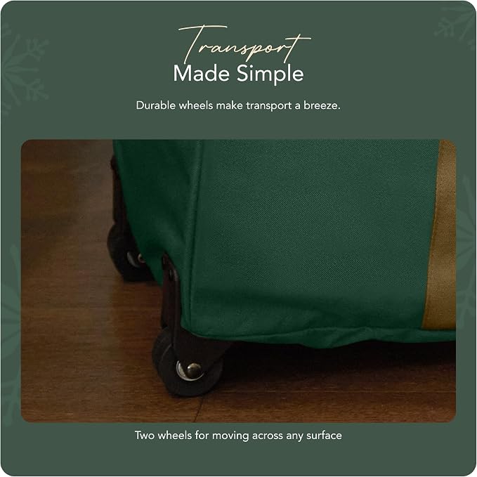 Covermates Keepsakes Rolling Treasurekeeper Storage Bag – Heavy-Duty Polyester with Dual Wheels & Handles – Protects Holiday Decorations with ID Window & Dual Zipper Access, Green
