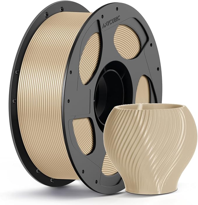 ANYCUBIC PETG Filament 1.75mm, 3D Printer Filament, Dimensional Accuracy +/- 0.02mm, Exceptional Toughness, Print with Most FDM 3D Printers, 1KG Reusable Spool, Beige