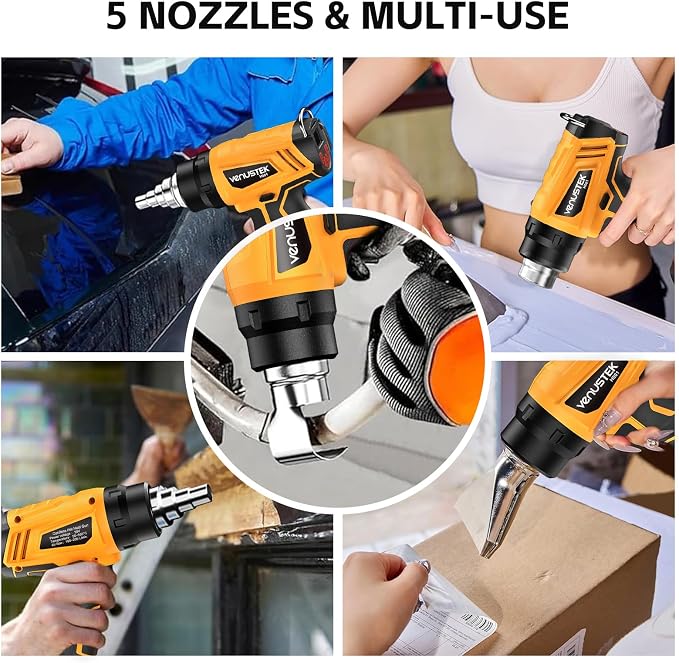 20V Cordless Heat Gun with 2 x 4.0Ah Batteries (122℉–1022℉) Fast-Heating Hot Air Gun Kit with Screen Display Variable Temperature Wind Speed, Portable Heat Gun for Shrink Tubing Vinyl Wrap