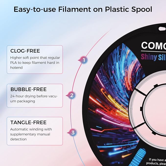 Comgrow Silk PLA 3D Printer Filament, Dual Color 2 in 1 Blue and Rose Red, 3D Printing PLA Filament 1.75mm, Dimensional Accuracy +/- 0.02 mm, 1KG Spool, Coextrusion Shiny Silk 3D Filament