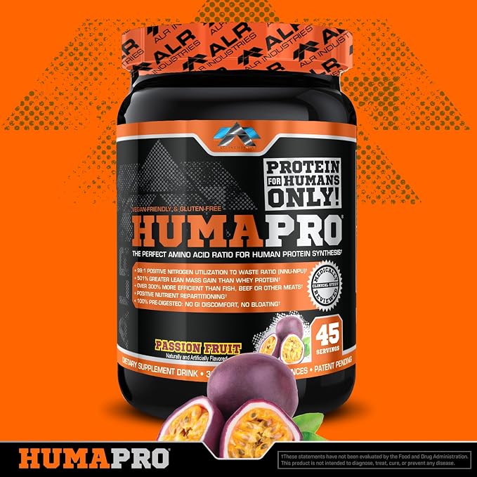 ALR Industries HumaPro Essential Amino Acid Formula | EAA Protein Supplement | Supports Muscle Recovery & Performance | Vegan, Gluten Free | | 45 Servings (Passion Fruit)