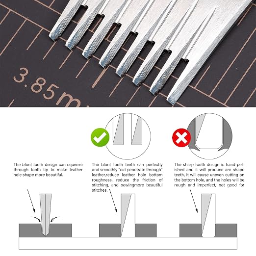 WUTA Leather Chisel All-Polished Die-Steel Puncher French Style Pricking Iron Sharp Leather Punching Tool Kits