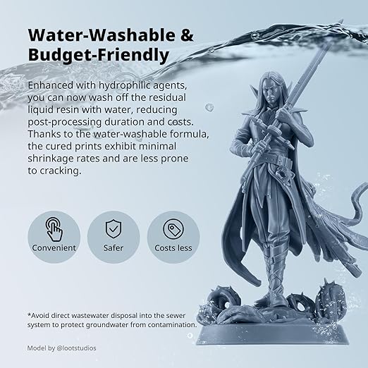 ANYCUBIC Water Washable ABS-Like Resin 3.0 Bundle, 3D Printer Resin, High Toughness and High Precision, Easy to Post-Process, Low Odor, Wide Compatibility for All LCD 3D Printers (Clear, 2kg)