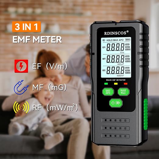 EMF Detector Meter RD630 Detects 3 Types of Electromagnetic Radiation | For Cell Towers & Smart Meters, EMF Meter & Reader, For Home & Office,Automatic Alarm, Easy To Use