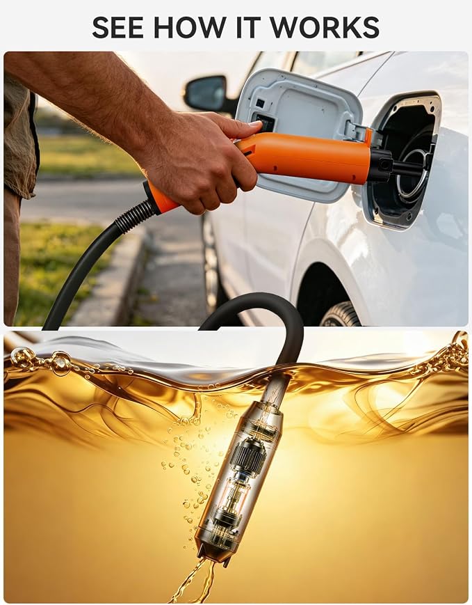 Fuel Transfer Pump, 3GPM Battery Powered Electric Siphon Pump for Gasoline Diesel Water, with All-Weather Hose, Portable Gas Can Pump for Fuel Transfer, Ultra-Fast Oil Transfer Pump