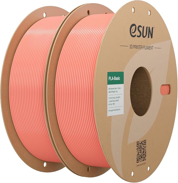 eSUN PLA Basic Filament 1.75mm, 3D Printer Filament High Speed PLA for Fast Printing, 1KG per Spool, 2 Spools High Speed 3D Printing Filament, Pink