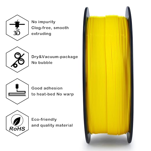 ZIRO PLA Filament 1.75mm,3D Printer Filament PLA PRO Basic Color Series 1.75MM 1KG(2.2lbs), Dimensional Accuracy +/- 0.03mm,Yellow