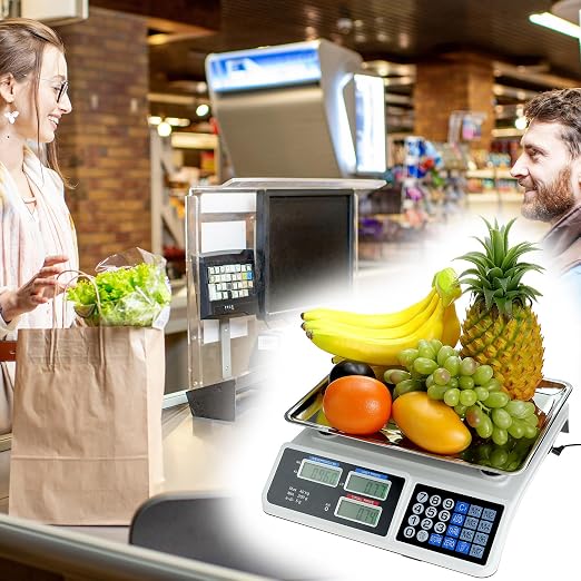 QWORK Large Digital Kitchen Scale 88LB/40KG, Electronic Price Computing Scale LCD Display, Digital Deli Scale, Electronic Counting Weight Scale