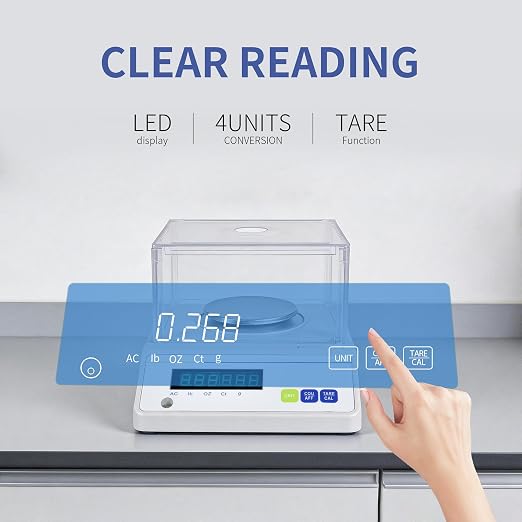 Lab Scale 500gx0.001g Accuracy Analytical Balance 0.001g High Precision Laboratory Digital Scale with Windshield Jewelry Weighing Balance (500g*1mg)