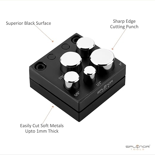 Splenor Tools 5 Round Punch Disc Cutter - for Jewelry Making - Metal Working & Cutting Tool - Size ½ to 1"