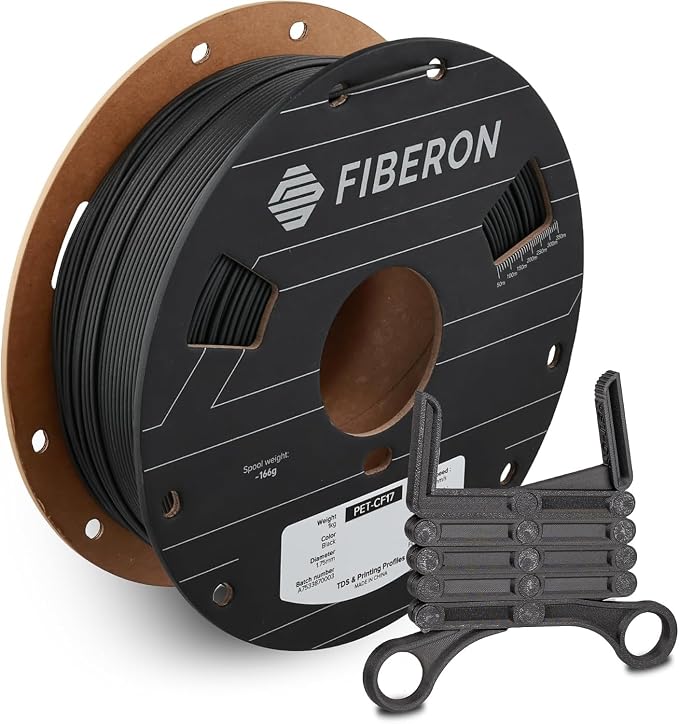 Polymaker Fiberon PET-CF17 3D Printing Filament Black 1.75mm 1kg, Excellent Stable Stiffness - Fiberon Carbon Fiber Reinforced PET 3D Printer Filament, Ideal for Jigs and Fixtures