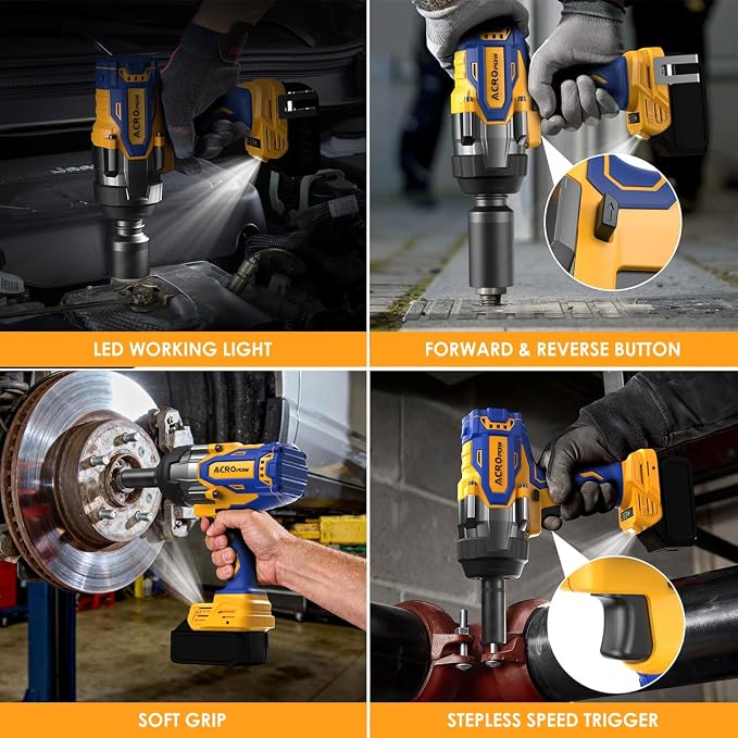 Cordless Impact Wrench 1/2" for Dewalt 20V Battery | High Torque 1700FT-LBS Brushless Impact Driver, Auto-Stop Reverse, Variable Speed, Heavy Duty Impact Gun (Bare Tool)