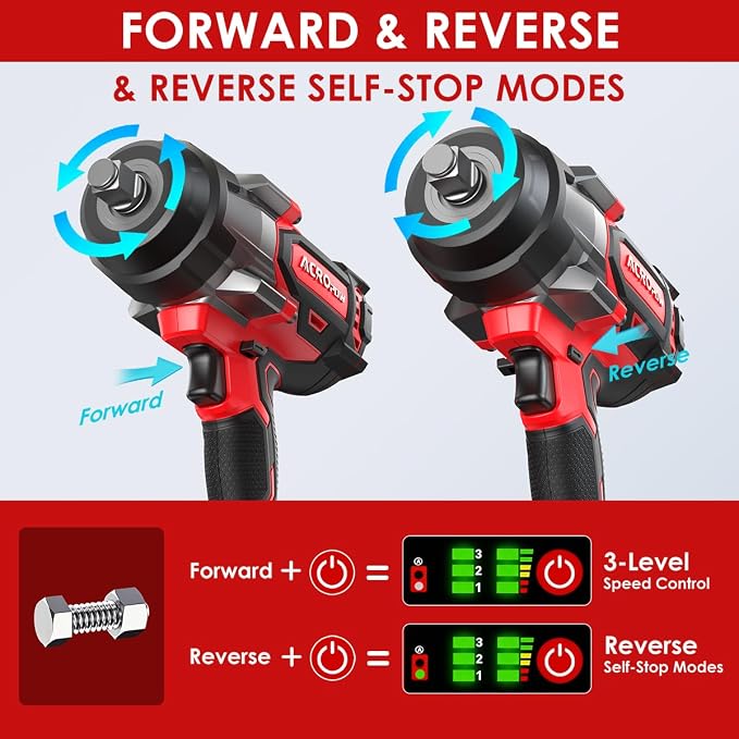 Cordless Impact Wrench 1/2" for Milwaukee 18V Battery | High Torque 1700FT-LBS Brushless Impact Driver, Auto-Stop Reverse, Variable Speed, Heavy Duty Impact Gun (Bare Tool)