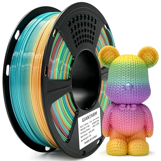 GIANTARM 3D Printer Filament,1.75mm Rainbow PLA Filament,Color Changing Filament 1kg Spool (2.2lbs),Muticolor Filament with Vacuum Packaging