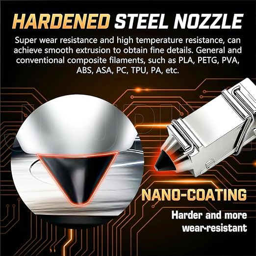 0.2/0.4/0.6/0.8mm for Snapmaker U1 Hotend Full Assembled Hotend Plug&Play Hardened Steel u1 Nozzle Ceramic Heating Block Rapid Heating for Snap Maker Hot End Extruder Kit 4 PK Full Size U1 Accessories