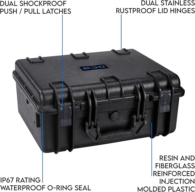 DCB Cases - Element 4795F Waterproof Hard Case with Foam Insert - IP67 Dustproof | Impact-Resistant | 19 x 16 x 9 Ext Dim | Pressure Valve | Lockable Protective Equipment Case with Pick & Pluck Foam