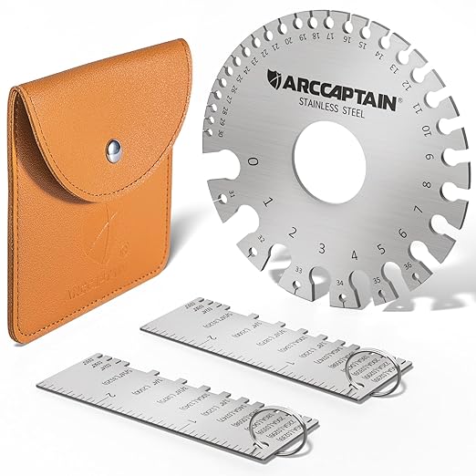 ARCCAPTAIN Metal Gauge Thickness Tool, Metal Thickness Gauge, Stainless Steel Metal Sheets Welding Material Thickness Gauge Standard Dual-Sided Round Thickness Measuring Tool