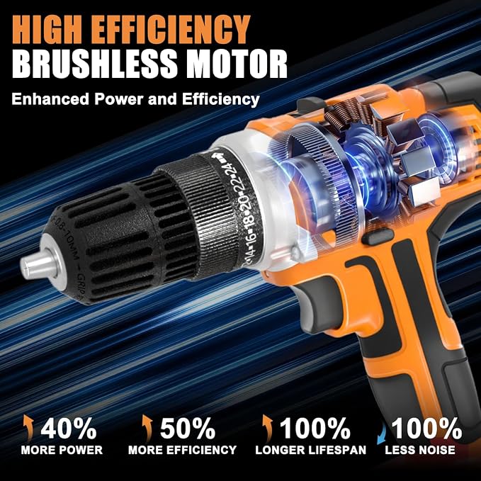 GardenJoy 20v Cordless Drill Set, Power Electric Kit 2 Batteries With Charger 30Nm 2-Speed 3/8" Keyless Chuck 24+1 Torque Drill Driver screwdriver Bits with LED Electric Work Light for MEN DIY