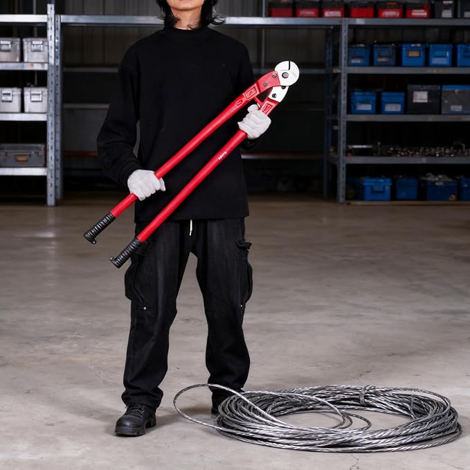 Verida Wire Cutters 42 inch, Industrial-Grade Heavy Duty Wire Rope Cutter, Chrome Vanadium Steel, Hardness 65 HRC. for Stainless Steel Wire and Hard Wire Ropes, Red