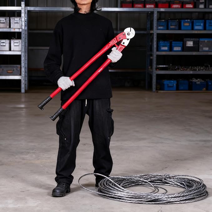Verida Wire Cutters 18 inch, Industrial-Grade Heavy Duty Wire Rope Cutter, Chrome Vanadium Steel, Hardness 65 HRC. for Stainless Steel Wire and Hard Wire Ropes, Red