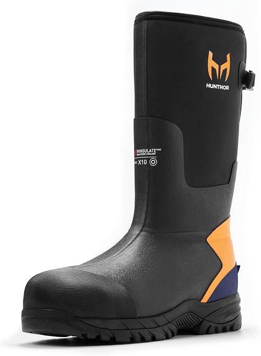 Steel Toe Work Boots for Men, Rubber Boots Xerogel Thermal Lining
