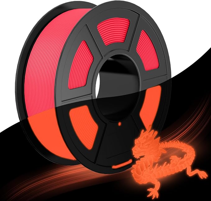JAYO Glow in the Dark PLA Filament 1.75mm, Red Luminous Effect for Decorative 3D Printer Filament, 1.1kg Spool(2.4lbs), Compatible with Most FDM Printers